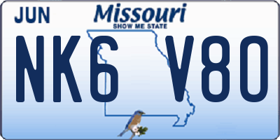 MO license plate NK6V8O