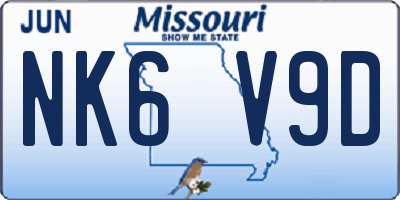 MO license plate NK6V9D
