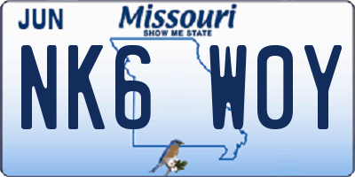 MO license plate NK6W0Y