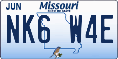 MO license plate NK6W4E