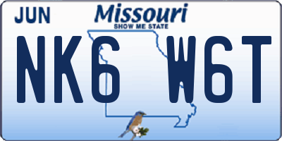 MO license plate NK6W6T