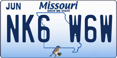 MO license plate NK6W6W