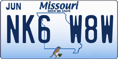 MO license plate NK6W8W