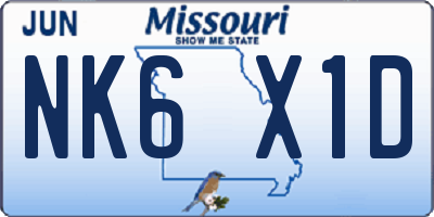 MO license plate NK6X1D