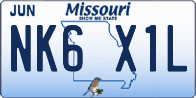 MO license plate NK6X1L