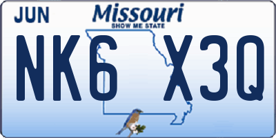 MO license plate NK6X3Q