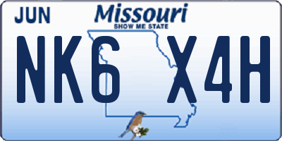 MO license plate NK6X4H