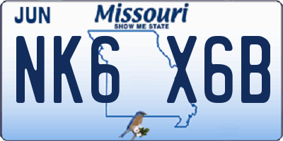 MO license plate NK6X6B