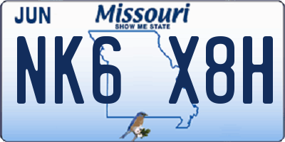 MO license plate NK6X8H