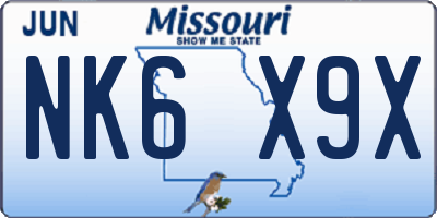 MO license plate NK6X9X