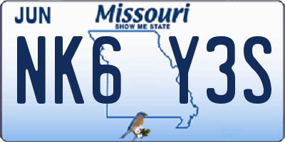 MO license plate NK6Y3S