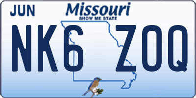MO license plate NK6Z0Q