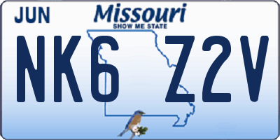 MO license plate NK6Z2V