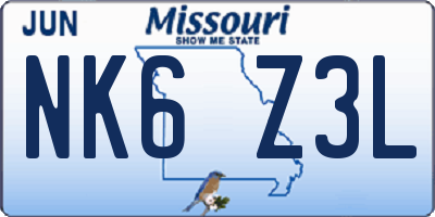 MO license plate NK6Z3L