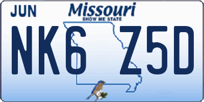 MO license plate NK6Z5D