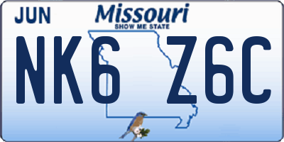 MO license plate NK6Z6C