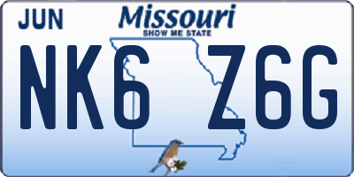 MO license plate NK6Z6G