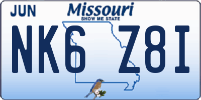 MO license plate NK6Z8I