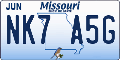 MO license plate NK7A5G