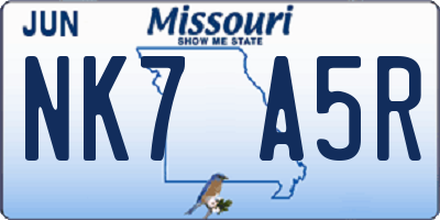 MO license plate NK7A5R
