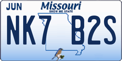 MO license plate NK7B2S