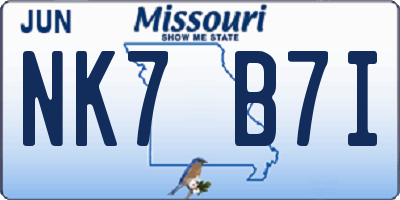 MO license plate NK7B7I