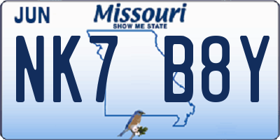 MO license plate NK7B8Y