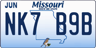 MO license plate NK7B9B