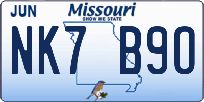 MO license plate NK7B9O