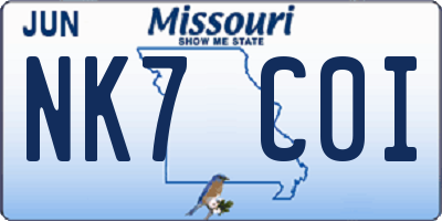 MO license plate NK7C0I