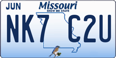 MO license plate NK7C2U
