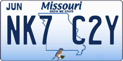 MO license plate NK7C2Y