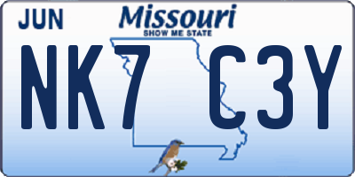 MO license plate NK7C3Y
