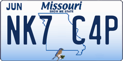 MO license plate NK7C4P