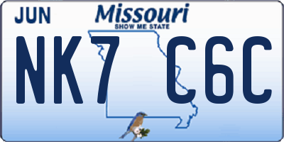 MO license plate NK7C6C