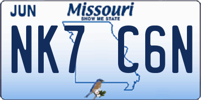 MO license plate NK7C6N