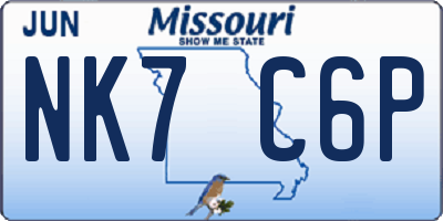 MO license plate NK7C6P