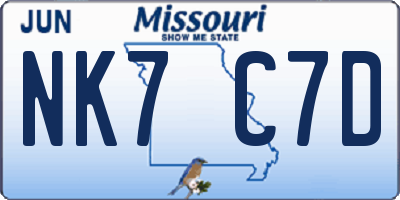 MO license plate NK7C7D
