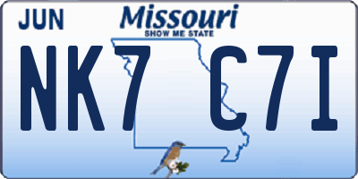 MO license plate NK7C7I