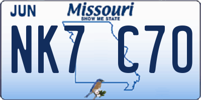 MO license plate NK7C7O