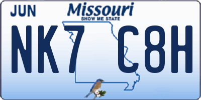 MO license plate NK7C8H