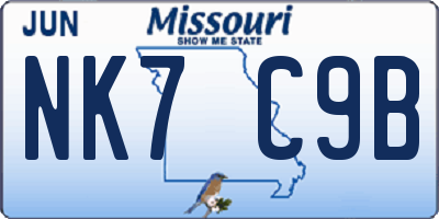 MO license plate NK7C9B