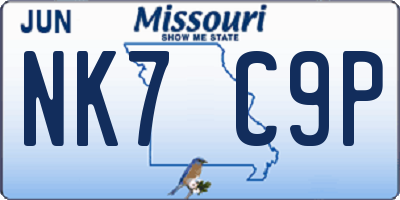 MO license plate NK7C9P
