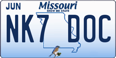 MO license plate NK7D0C