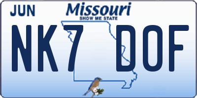 MO license plate NK7D0F