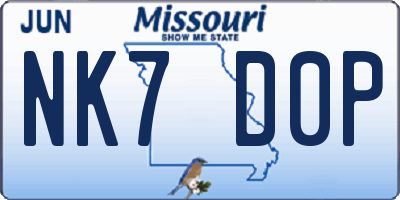 MO license plate NK7D0P