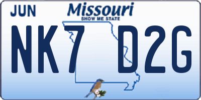 MO license plate NK7D2G