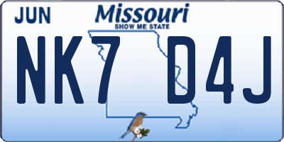 MO license plate NK7D4J