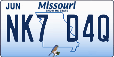 MO license plate NK7D4Q