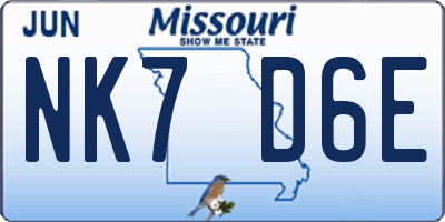 MO license plate NK7D6E